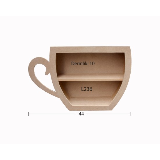 L236 Fincan Raf (Sol) Ahşap Boyanabilir Obje