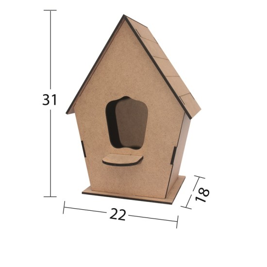 L316 Demonte Büyük Kuş Evi Ahşap Boyanabilir Obje