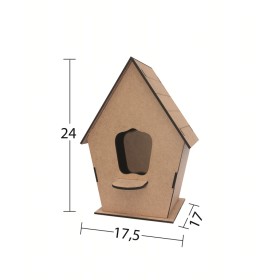 L317 Demonte Orta Boy Kuş Evi Ahşap Boyanabilir Obje