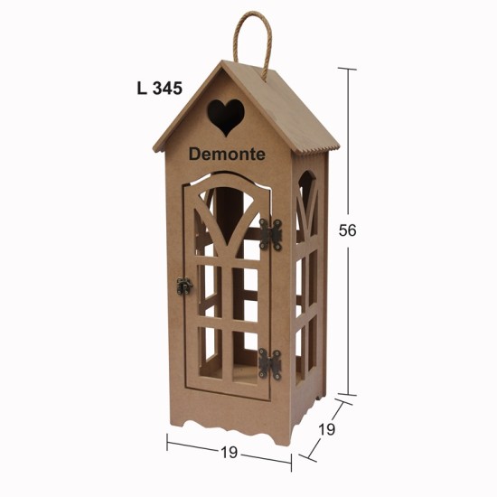 L345 Büyük Ev Fener Ahşap Boyanabilir Obje