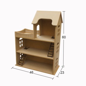 MNH04 Teraslı Oyun Evi Ahşap Boyanabilir Obje