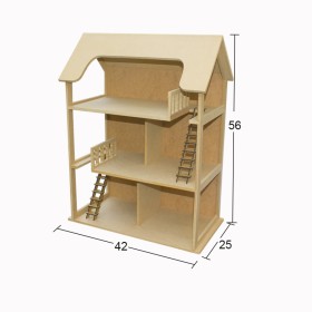 MNH08 Yanları Açık Oyun Evi Ahşap Boyanabilir Obje