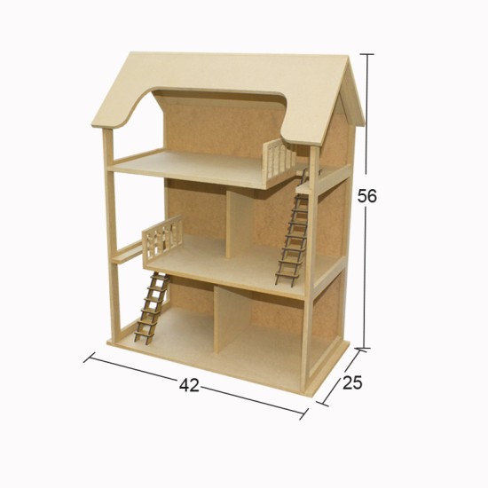 MNH08 Yanları Açık Oyun Evi Ahşap Boyanabilir Obje