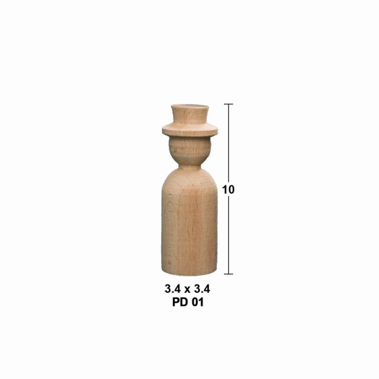 PD01 Peg Doll (10 cm) Ahşap Boyanabilir Obje