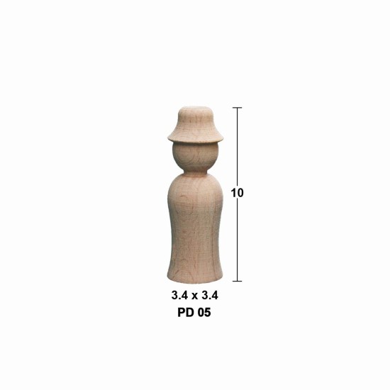 PD05 Peg Doll (10 cm) Ahşap Boyanabilir Obje
