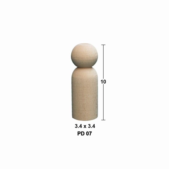 PD07 Peg Doll (10 cm) Ahşap Boyanabilir Obje
