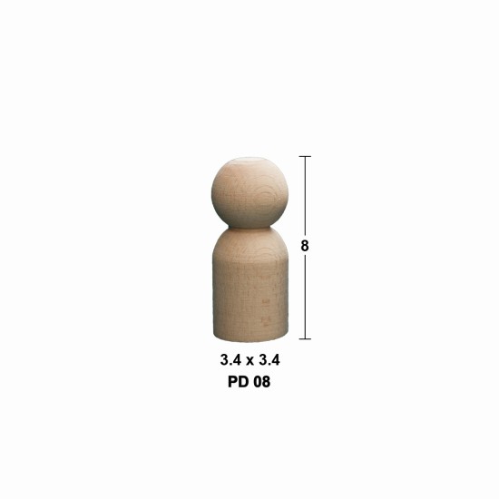 PD08 Peg Doll (8 cm) Ahşap Boyanabilir Obje