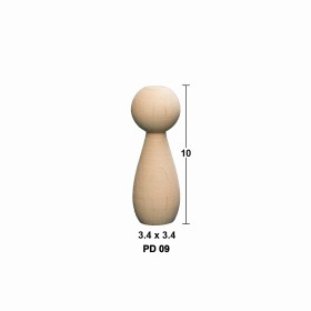 PD09 Peg Doll (10 cm) Ahşap Boyanabilir Obje