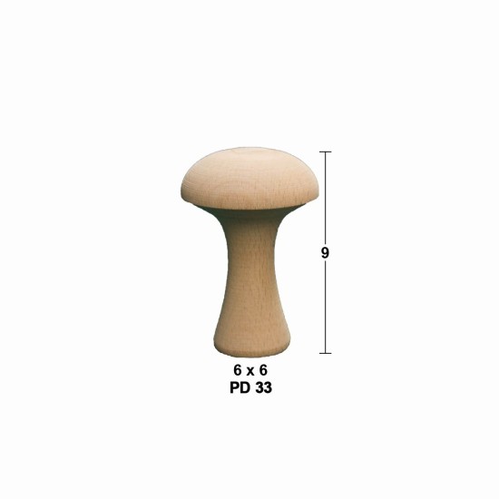 PD33 Mantar 9 cm Ahşap Boyanabilir Obje