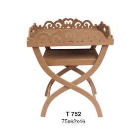 T752 İşlemeli S Ayaklı Tepsi Ahşap Boyanabilir Obje