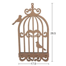 A034 Kuşlu Anahtarlık Ahşap Boyanabilir Obje