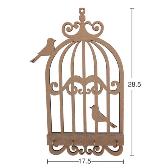 A034 Kuşlu Anahtarlık Ahşap Boyanabilir Obje