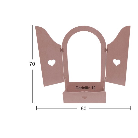 AY1142 Kanatlı Ayna Çerçevesi Ahşap Boyanabilir Obje