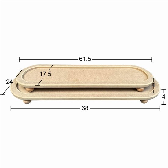 SN32 2'li Oval Takım  Top Ayaklı Sunumluk Ahşap Boyanabilir Obje