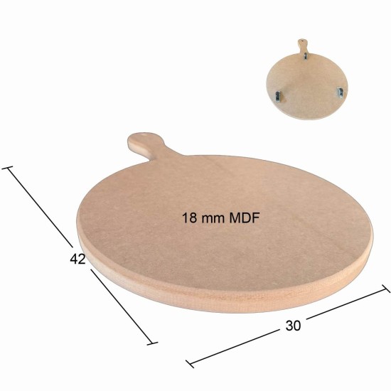 L406 Yuvarlak Tekerlekli Sunumluk Ahşap Boyanabilir Obje