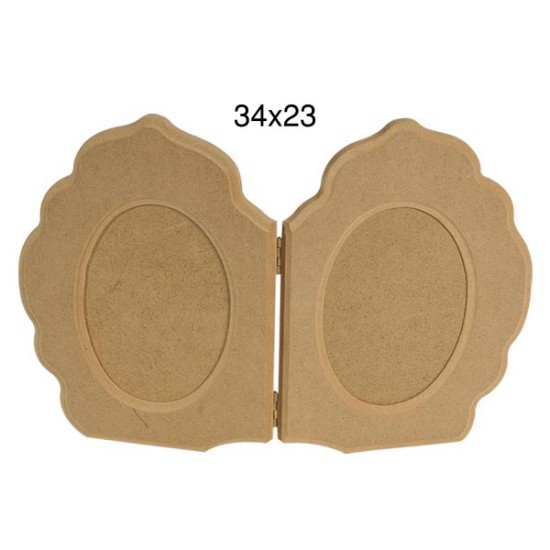 ÇER137 Oval Menteşeli Resim Çerçevesi Ahşap Boyanabilir Obje