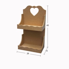 İB07 2 Katlı Raf Ahşap Boyanabilir Obje