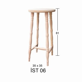 İST06 60 cm Torna Ayaklı Tabure Ahşap Boyanabilir Obje