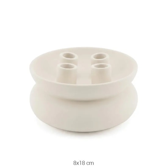 SR023 Tombul Şamdan Ham Seramik Obje