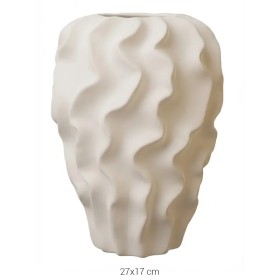 SR033 Fırfırlı Büyük Vazo Ham Seramik Obje