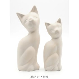 SR081 İkili Kedi Biblo Ham Seramik Obje