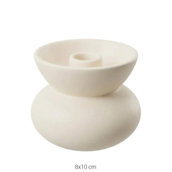 SR084 Tombul Şamdan Ham Seramik Obje