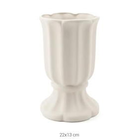 SR092 Çizgili Küçük Vazo Ham Seramik Obje