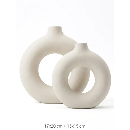 SR101 İkili Halka Şamdan Küçük Ham Seramik Obje