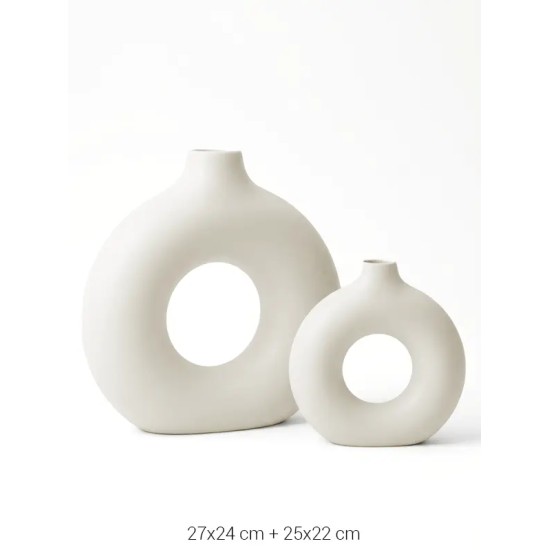 SR110 İkili Halka Şamdan Büyük Ham Seramik Obje