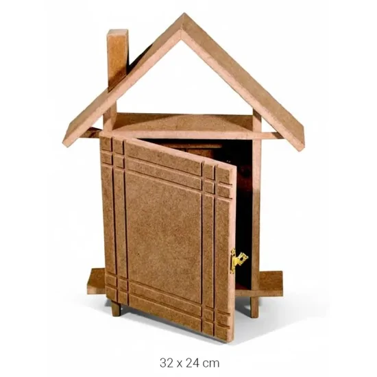 A022 Çatılı Anahtarlık Ahşap Boyanabilir Obje