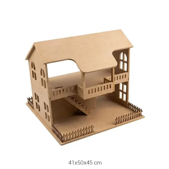 MNH09 Villa Oyun Evi Ahşap Boyanabilir Obje