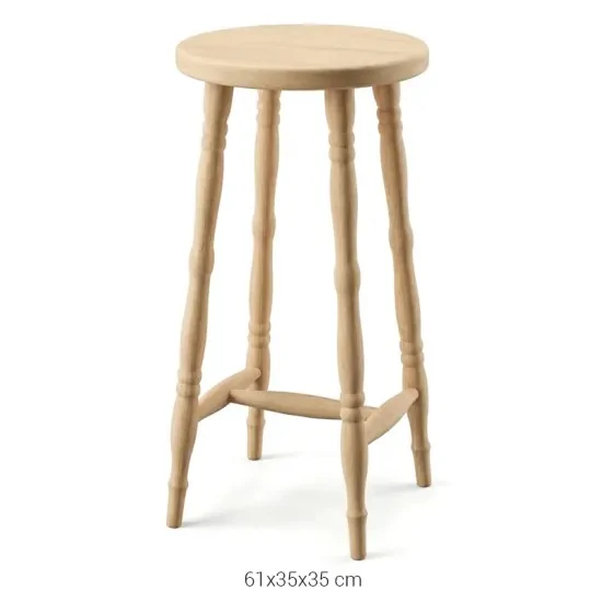 İST06 60 cm Torna Ayaklı Tabure Ahşap Boyanabilir Obje