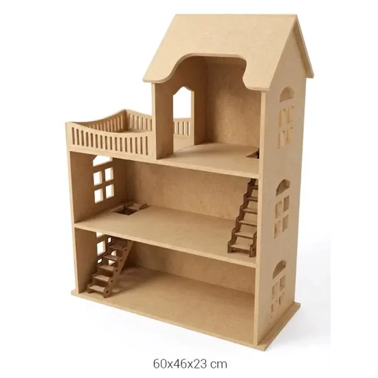 MNH04 Teraslı Oyun Evi Ahşap Boyanabilir Obje