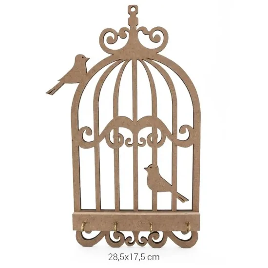 A034 Kuşlu Anahtarlık Ahşap Boyanabilir Obje