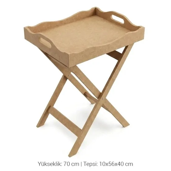 T759 Çapraz Ayaklı Takım Tepsi Ahşap Boyanabilir Obje