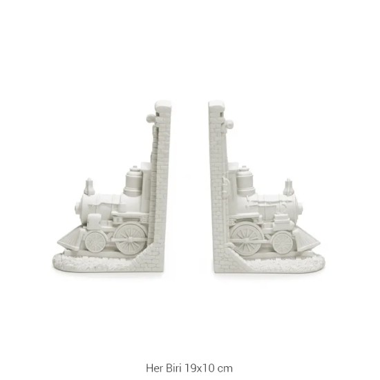 P025 Yana Lokomotif Kitap Tutucu Ham Polyester Obje