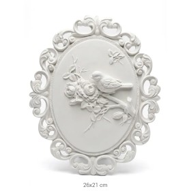 P099 Yana Kuşlu ve Çiçekli Oval Duvar Panosu Ham Polyester Obje