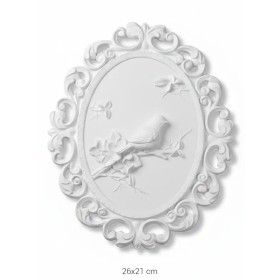 P100 Yana Kuşlu Oval Duvar Panosu Ham Polyester Obje