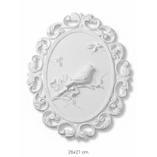 P100 Yana Kuşlu Oval Duvar Panosu Ham Polyester Obje