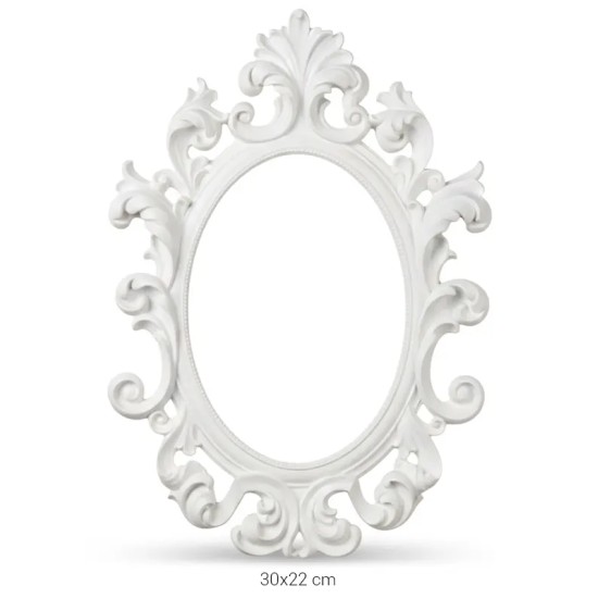 P320 Yana Barok Oval Çerçeve Ham Polyester Obje