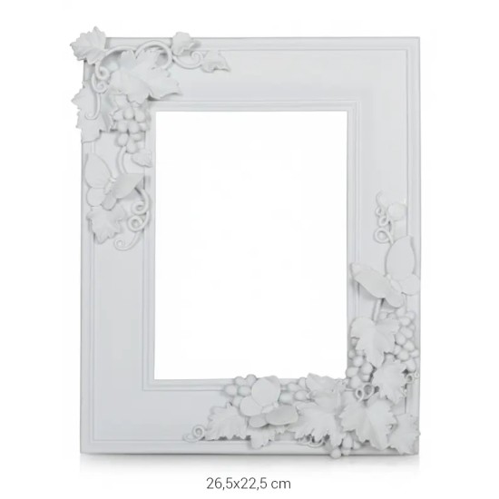 P348 Yana Kelebekli ve Üzümlü Çerçeve Ham Polyester Obje