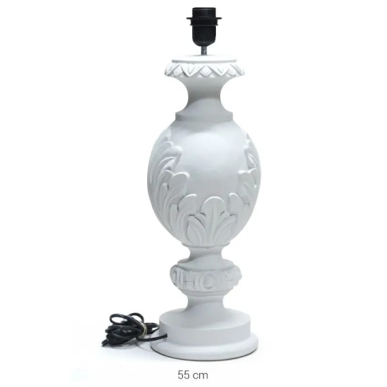 P440 Yana Yaprak Desenli Klasik Abajur Ayağı Ham Polyester Obje