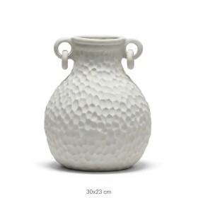 P452 Yana Dövme Dokulu Halkalı Vazo Ham Polyester Obje