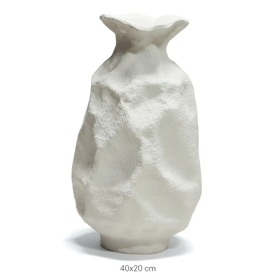 P453 Yana Modern Kırışık Dokulu Vazo Ham Polyester Obje