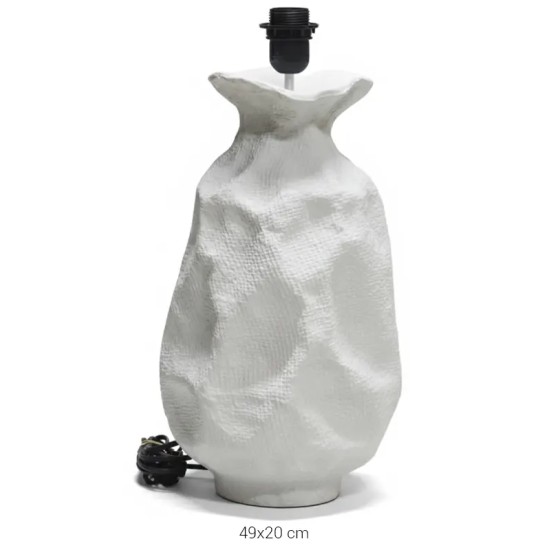 P455 Yana Kırışık Dokulu Modern Abajur Ayağı Ham Polyester Obje