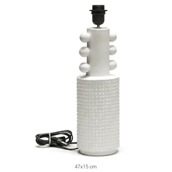 P456 Yana Küre Detaylı Kabarcık Dokulu Abajur Ayağı Ham Polyester Obje