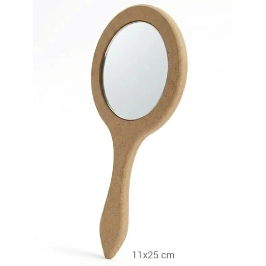 AY152 Yuvarlak El Aynası Ahşap Boyanabilir Obje