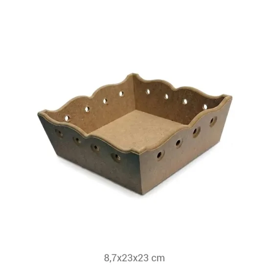 E338 Kare Delikli Ekmeklik Ahşap Boyanabilir Obje