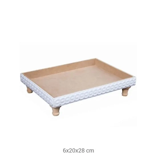 EG19 Dikdörtgen Ayaklı Sunumluk Ahşap Boyanabilir Obje