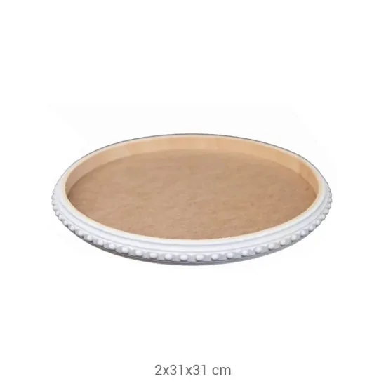 EG47 Yuvarlak Çıtalı Tepsi (Büyük) Ahşap Boyanabilir Obje